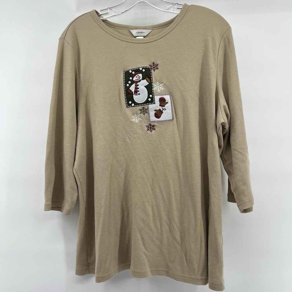 Cj Banks Vintage Snowman Christmas Long‎ Sleeve 1X